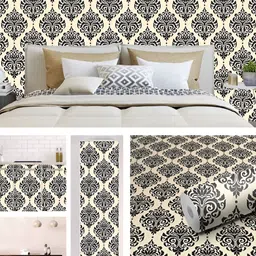 WALLWEAR Brown & Black Printed Self Adhesive Removable Wallpaper image 4
