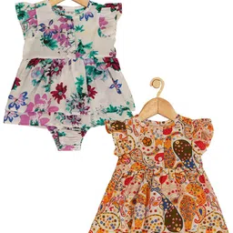 Creative Kids Infant Girls Pack Of 2 Printed Cotton Bodysuits-image-76