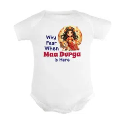 FFLIRTYGO Infant Kids Durga Puja Special Printed Pure Cotton Bodysuit-image-90