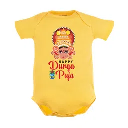 FFLIRTYGO Infant Kids Durga Puja Special Printed Pure Cotton Bodysuit-image-71