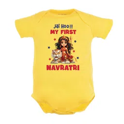 FFLIRTYGO Kids Durga Puja Special Printed Pure Cotton Bodysuit-image-96
