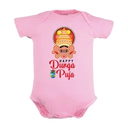 FFLIRTYGO Infant Kids Durga Puja Special Printed Pure Cotton Bodysuit-image-80