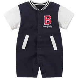 StyleCast Infant Boys Navy Blue Mandarin Collar Cotton Rompers-picture-31