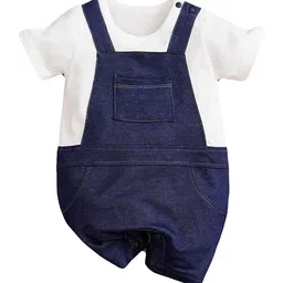 StyleCast Infant Blue & White Cotton Rompers-picture-51