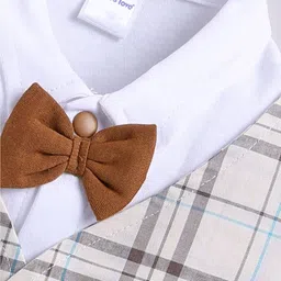 Moms Love Infant Boys Checked Shirt Collar Cotton Rompers image 4