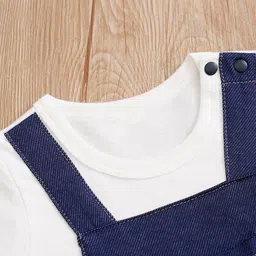 StyleCast Infant Blue & White Cotton Rompers image 2