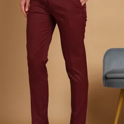 fubar Men Regular Fit Maroon Viscose Rayon Trousers image 1
