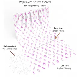 MasKing Set of 2 Pink & White Printed Kitchen Dry Cleaning Wipe Rolls - 50 Pulls each image 4