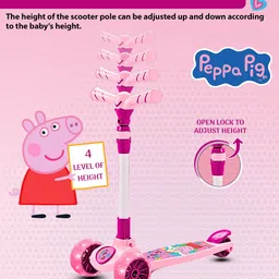 miss & chief Spartan Peppa Pig - 3 Wheel Kick Scooter,Foldable with LED Wheels image 3