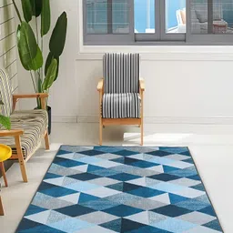 bsb home Blue Geometric Anti-Skid Carpet-image-62