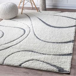 IMRA CARPET White Geometric Shaggy Carpet-picture-5