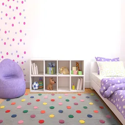 LITTLELOOMS Grey & Yellow Candy Polka Hand-Tufted Rectangular Woollen Carpet-picture-19