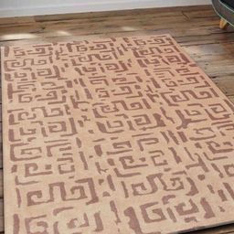 PRESTO Beige Abstract Printed Hand Tufted Wool Carpets-picture-1