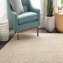 Safiya Carpet Beige Geometric Woollen Carpets image 2