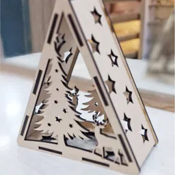 masquit Christmas Lamp Brown Wooden Table Lantern image 2