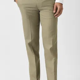 van heusen Men Slim Fit Khaki Polyester Trousers-picture-15