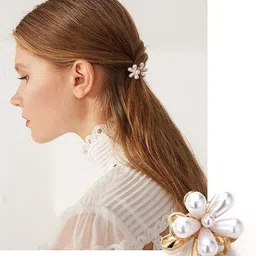 anna stella 12 Pcs Mini Pearl Hair Claw Clips White Hair Clips Hair Claw image 3