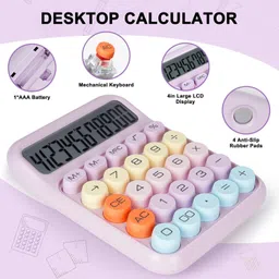 bovzox 1037 Mechanical Calculator Cute 12 Digit LCD Display Big Round Button For Office BasicCalculator image 2