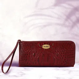 Women Evening/Party Maroon Genuine Leather Wallet-image-26