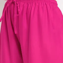 style access Women Flared Pink Viscose Rayon Trousers image 4