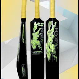 wolf pride In The Zone Yellow Sticker Yellow Grip Black Plastic Cricket Bat PVC/Plastic Cricket Bat For 15+ Yrs-picture-14