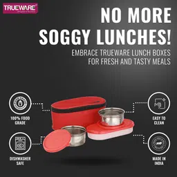 trueware Elite 2+1 Stainless Steel 3 Containers Lunch Box image 5