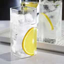 greatzon (Pack of 6) Clear Drinking Glasses Square Highball Thin Glass Cups Tumbler Set Glass Set Water/Juice Glass image 2