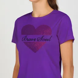 shashvi Women Printed Round Neck Polyester Purple T-Shirt image 4