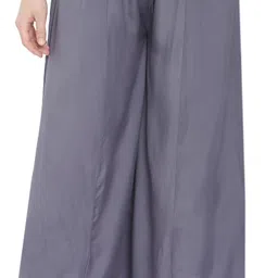 tnq Women Loose Fit Grey Viscose Rayon Trousers-picture-30