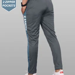 aaradh Pack of 2 Men Striped Grey, Dark Blue, White Track Pants image 3