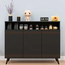 Amber 20- Pairs 3 Door Shoe Rack In Black Finish-image-69