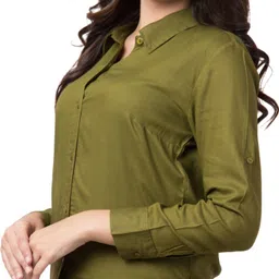 funday fashion Women Regular Fit Solid Spread Collar Casual Shirt image 3