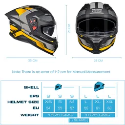 studds Helios Asphalt Full Face ISI and DOT Certified Helmet with Dual Visor Motorbike Helmet image 5