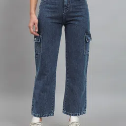 taaniindustries Women Straight Fit High Rise Dark Blue Jeans-picture-27