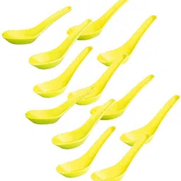 snehaTrends plastic soup spoon (yellow) pack of 12 Melamine Soup Spoon Set-picture-16