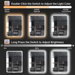 alfa design 28x20 Inch LED Bathroom Mirror | Backlit, Dimmable Lighted Makeup Mirror | Bathroom Mirror image 2