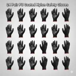 hy-savio 24Pair Reusable Black Nylon Work Gloves – Safety Gloves for Daily Industrial Use Nylon Safety Gloves-picture-37