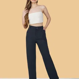 kronmenien Pack of 2 Women Regular Fit Multicolor Lycra Blend Trousers image 5