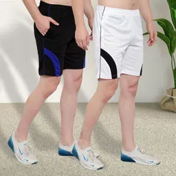 dia a dia Pack of 2 Striped Men Black, White Bermuda Shorts image 1