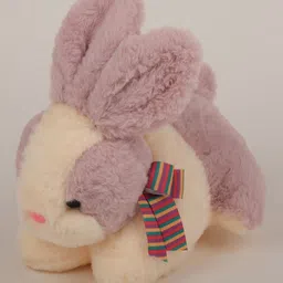 dukiekooky Purple and White Bunny with Ribbon Bow Plush Soft Toy Height - 25 cm - 25 cm image 1
