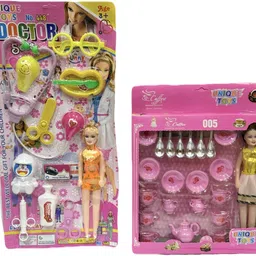 adfield one 2 in 1 Kids Combo – Doctor Set with Doll + Coffee House Doll Tea Set image 1