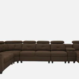 woodsworth from pepperfry Impero Fabric Corner Sofa in Chestnut Brown Colour in C Shape image 5