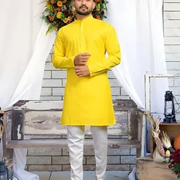 lookmakers Men Cotton Blend Kurta Pyjama Set-picture-18