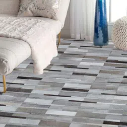 dazzhome Grey Hair On Leather Stripes Hand Woven 6ftX9ft Carpet-picture-17