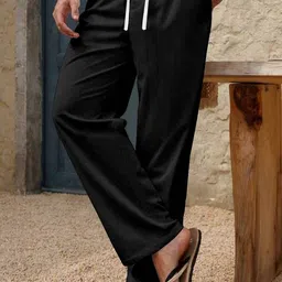 combraided Men Loose Fit Black Corduroy Trousers image 3