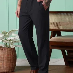 metronaut Solid Men Black Track Pants image 1