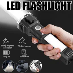 rectitude Multifunctional LED Safety Lamp Breaking Hammer Emergency Hiking with Side Light Torch image 3
