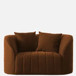 casacraft from pepperfry Baiwang Velvet 1 Seater Sofa in Brown Colour image 4