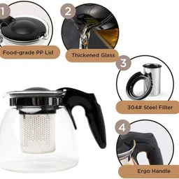 tdmm Teapot with Stainless Steel Infuser & Lid, Tea Kettle Stovetop Safe(1000ml) Tea Urn image 2