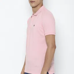 allen solly Men Solid Polo Neck Polycotton Pink T-Shirt image 3